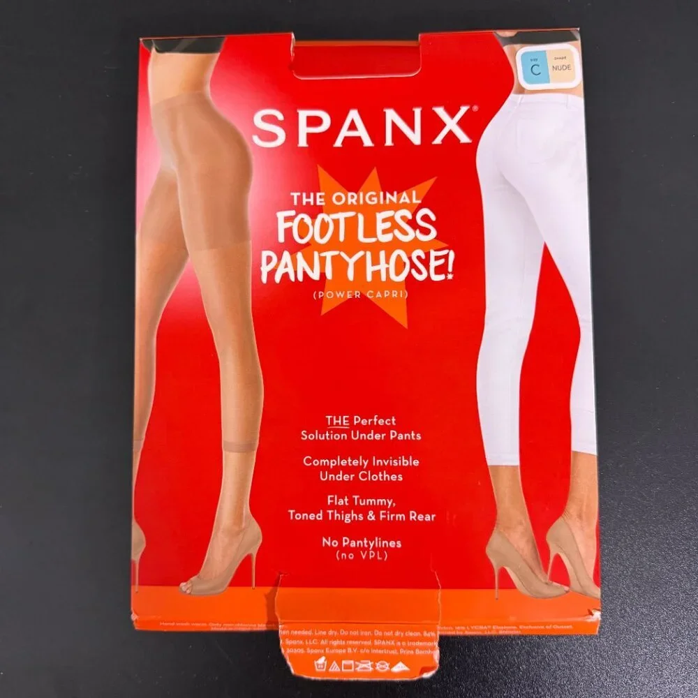 SPANX Footless Sheer Tummy Thigh Control Cropped Length Nude